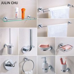 Bathroom Hardware Set Coat Towel Shelf Rack Rail Bar WC Soap Dish Dispenser Holder Toilet Brush Shower Bathroom Accessories Sets LJ201209