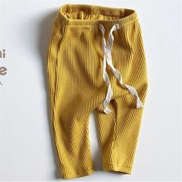 Baby Boys Girls Solid Leggings Toddler Ribbed Pp Pants Little Boy Casual Harems Pants Kids Trousers Bottoming Pant clothes 201128