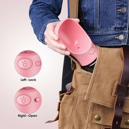 Portable Pet Dog Water Bottle Travel Puppy Cat Dispenser Outdoor Drinking Bowl Feeder 350ml 500ml for Small Large Dogs Y200917237P