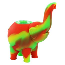 -Einzigartige Elefantenmuster Mini Bubbler Wasserleitungen Rauchende Rohr Multiple Farbe Silikon Öl Rigs Bonghukas Glas Bong