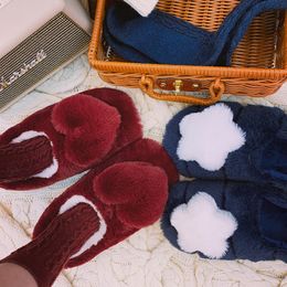 High Quality Girl indoor Cute Slippers Woman Slippers Fur Shoes Home Mute Floor Slippers Non-slip Home decoration Red Blue X1020