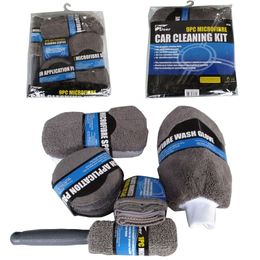 microfiber towel Car Cleaning Kit 9pcs Include Wash Mitt Sponge Rim Brush 3pcs Wax Pad And 3 Pcs Washing Tools H qylTrJ