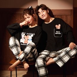 Cute Lovers Pyjamas Men Full Sleeve Cotton Pajama Sets Cartoon Couple Pajamas For Women Sleepwear Sets Family Pijama 201113