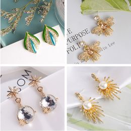 New Irregular Gold Pearl Earrings In Japan And Korea Exquisite Diamond Five Pointed Star Earrings French Elegant Exaggeration Big Earrings