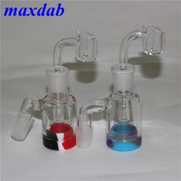 Top quality Smoking hookah Glass Ash Catcher with quartz nail banger silicone container for dab oil rig mini 14mm 18mm ashcatcher bong dhl free