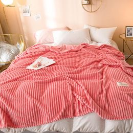Watermelon Red Colour Blankets for Beds Single Queen Flannel Coral Fleece Blanket On the Bed Soft Warm Thickness Bedspread 201113
