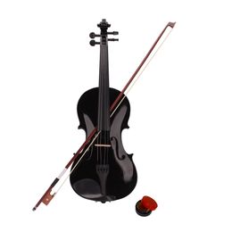 -Akustische Violine 4/4 Vollgröße mit Fall und Bogen-Kolophonium-Set 4-Saiten Schwarz für Studenten Musikinstrumente US-Bestände