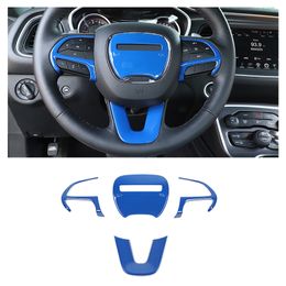 ABS Car Steering Wheel Cover Dcoration Accessories Blue for Dodge Challenger /Charger 2015 UP Interior Accessories