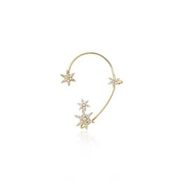 Casual Silver Plated Metal Snowflake Ear Cuff Clips Without Piercing For Women Sparkling Zircon Earrings Wedding Jewellery