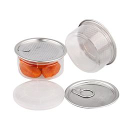 clear plastic jar PET with metal lid airtight tin Can pull ring bho oi Concentrate Container food Herb Storage 100ML LX4378