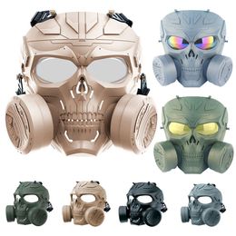 Outdoor Tactical Halloween Cosplay Horror Skull Mask with Fans Paintball Shooting Face Protection Gear NO03-323