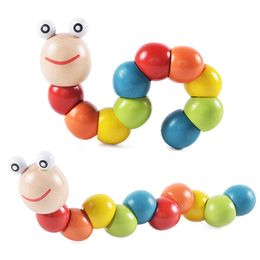 Caterpillars Colorful Wooden Wood Toy DIY Baby Child Polished Snake Worm Twist Developmental Infant Educational Gift Transformer