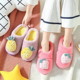 Women Fluffy Slippers Winter Warm Fur Shoes Cute Fruits Strawberry Slip On Home Indoor Bedroom Girl Lady Plush Zapatillas Mujer Y201026