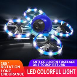 Led Light Mini Helicopter UFO RC 1080P Hd Cameras UAV Drones Infraed Hand Sensing Aircraft Altitude Hold Quadcopter Flayaball Small Drones Plane Toys Long Distance