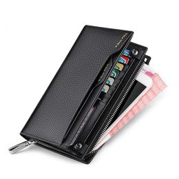Hot Sale Long Wallet Zipper Genuine Leather Men Clutch Bag with Removal Card Holder