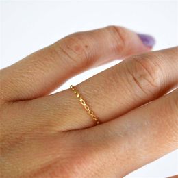 14K Gold Filled Chain Rings Knuckle Ring Minimalism Gold Jewelry Anillos Mujer Bague Femme Boho Aneis Ring For Women J1225