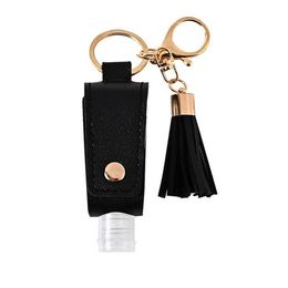 Hand Sanitizer Bottle Cover PU Leather Tassel Holder Keychain Protable Keyring Cover Storage Bags