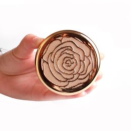 10pcs Double Layer Gold Flower Round Empty Cosmetic Powder Compact With Mirror Blush Eyeshadow Container