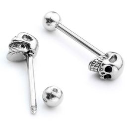 Modrsa 1piece Punk Skull Tongue Piercing Stainless Steel Crystal Tongue Rings Barbell Ear Tragus Septum Piercing Body Jewelry F jllNzb