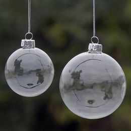 8/10cm Christmas Tree Hanging Balls Ornaments Decorations Transparent Ball Open Plastic Clear Bauble Kids Gift Present 1PC Y201020