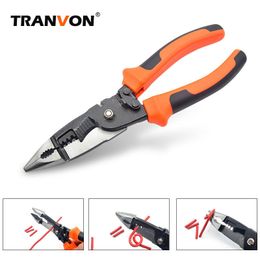TANVON Multifunction Decrustation Pliers Wire and Cable Stripping ,Crimping, Clamping, trimming, Long Nose Wire Stripper Pliers Y200321