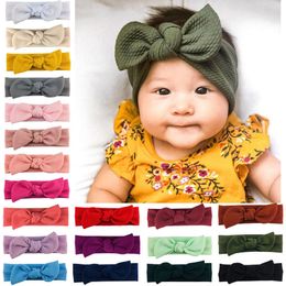 Kids Bowknot Headband Baby Girls Soft Elastic Wide Headwrap Princess Headdress Children Hair Accessories 20 Colours M3099