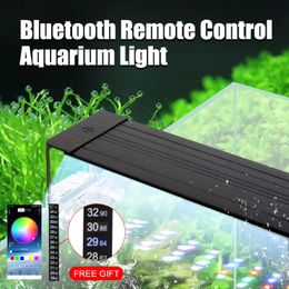Aquarium LED Lighting Bluetooth APP Remote Control 5050 RGB LED Aquarium Light 24W 15V Aluminium Alloy Fish Tank Timing Lights Y200922