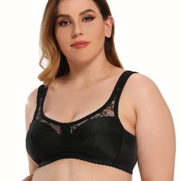 Women's Soft Cups Embroibered Wireless Minimizer Bra Plus Size Bralette Full Cup 34 36 38 40 42 44 46 48 52 54 56 B C D E F G H 201202