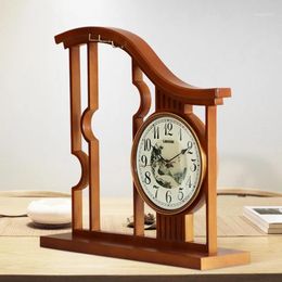 Desk & Table Clocks Chinese Seat Clock Large Living Room Household Solid Wood Simple Modern Atmospheric Wind Decorative Silent1