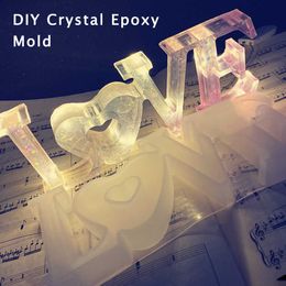 New DIY LOVE Letter Form Silicone Moulds Sign Crystal Cavity Mould Epoxy Resin Moulds Handmade Jewellery Table Decoration Handicraft Ship