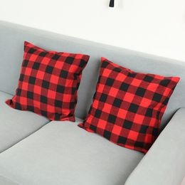 Christmas Buffalo Cheque Plaid Throw Pillow Covers Cushion Case for Farmhouse Home Decor Red and Black 18 Inch Pillow Case Wholesale