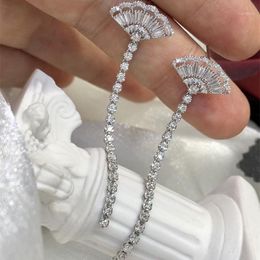 Stud 18k Au750 White Gold Earrings Natural Diamond 1.12Carat Tassels Earring Wedding Party Engagement Anniversary Fashion Elegant
