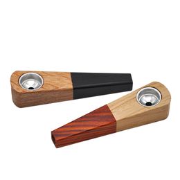 Latest Colourful Natural Wooden Portable Dry Herb Tobacco Smoking Tube Handpipe Handmade Innovative Design Cool Mini Philtre Holder DHL