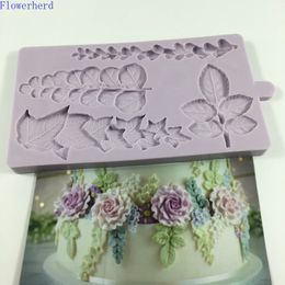 Trailing Leaves Mold Fondant Cake Decorating Tool Silicone Cake Mold Chocolate Molds Kitchen Accessories Baking Tool Pastry Mold 201023