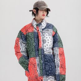 LACIBLE Padded Jacket Men Parka Vintage Colour Block Patchwork Coat Warm Winter Harajuku Windbreaker Streetwear Hip Hop 201126