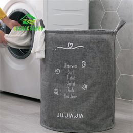 Nordic Collapsible Hamper Waterproof Laundry Basket Cotton And Linen Bathroom Dirty Clothes Storage Basket Dirty Clothes Y200111