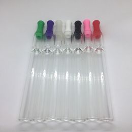 Latest Colourful Silicone Philtre Mouthpiece Holder Tips Pyrex Thick Glass Dry Herb Tobacco Cigarette Smoking Tube One Hitter