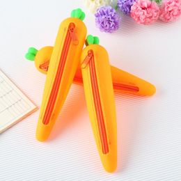 Pencil Bags 1/2pcs Carrot Silica Gel Pen School Supplies Stationery Case For Students Gift Cute Bag1