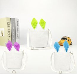 Party Favour Personalised Easter Bunny Basket Festive Rabbit Ears Canvas Shoulder Bag Outdoor Portable Messenger Bags de074