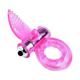 Elastic Cockrings Vibration Penis Ring With Silicone Tongue Delayed Ejaculation Clitoral Massage Stimulator Adult Sex Toy