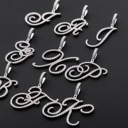 A-Z CZ Custom Artistic fontInitial Letter Pendant Necklace Iced Out Cubic Zirconia for Men Women Jewellery