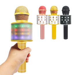 Ws858 Upgrade Lights Professional Wireless Karaoke Bluetooth Microphone With Bag Phone Condenser Microfono Record Music Player