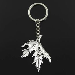 20pcs/lot Key Ring Keychain Jewelry Silver Plated Folding Maple Leaves Charms pendant Key accessories