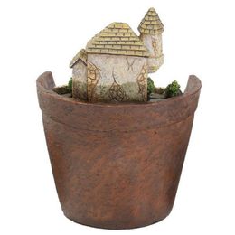 Promotion! Mini House Figurines Resin Flower Pot For Herb Cacti Succulent Plants Planter Home Garden Micro- Landscape Decor Cr Y200709