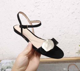 Hot sale - Metallic buckle leather flats beachy women shoes designer Luxury women sandals black Plus size