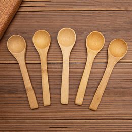 Honey Jam Stir Wooden Spoon Eco-friendly Solid Wood Soup Spoons Children Ice Cream Dessert Cake Scoop Kitchen Tableware BH5983 WLY