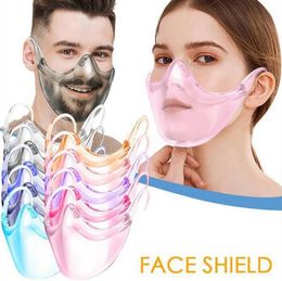 Transparent Protective Mask Shield PC Durable Face Shield Anti Splash Isolation Mouth Cover Unisex Outdoor Transparent 9 Colours Mask ZYY46