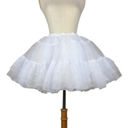 Organza Short Petticoat Lolita White/Black Layered Tutu Skirt for Women T200712