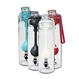 Tea Water Bottle BPA Free Tea Cup Fruit Mug Infuser Juice Shaker Sports Tour hiking Portable Climbing Camp Bottles with infuser 201221