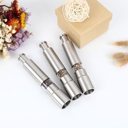 Manual Pepper Mill Salt Shakers One-handed Pepper Grinder Stainless Steel Spice Sauce Grinders Stick Kitchen Tools CCD3037